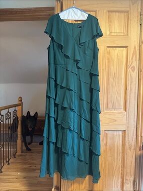 Jessica Howard Teal Green Ruffled Maxi Dress